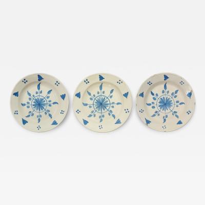 Set of Three 18th c Delft Pinwheel Shallow Bowls