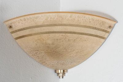Set of Three Art Deco Machine Age Corner Sconces in Textured Bakelite and Brass