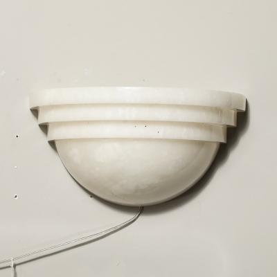 Set of Three Art Deco Skyscraper Style Alabaster Sconces