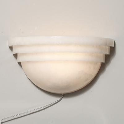 Set of Three Art Deco Skyscraper Style Alabaster Sconces