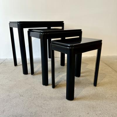 Set of Three Black Lacquered Nesting Tables 