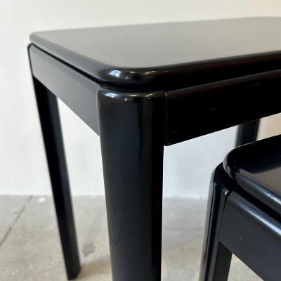 Set of Three Black Lacquered Nesting Tables 