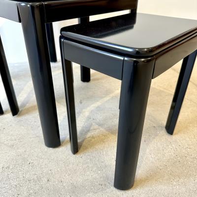 Set of Three Black Lacquered Nesting Tables 