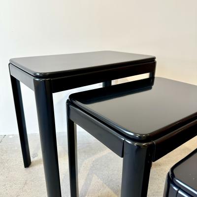 Set of Three Black Lacquered Nesting Tables 
