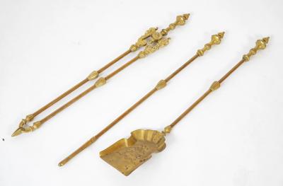 Set of Three Brass Fire Tools with Mythical Creature Motif