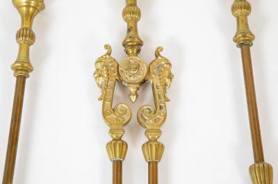 Set of Three Brass Fire Tools with Mythical Creature Motif