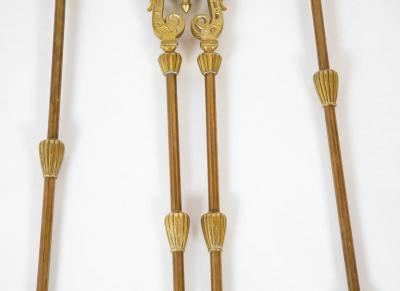 Set of Three Brass Fire Tools with Mythical Creature Motif