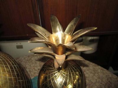 Set of Three Brass Pineapples Ice Bucket or Trinket Boxes Mid Century Modern