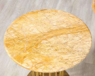 Set of Three Brass and Marble Contemporary Side Tables
