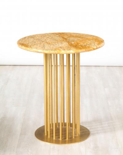 Set of Three Brass and Marble Contemporary Side Tables