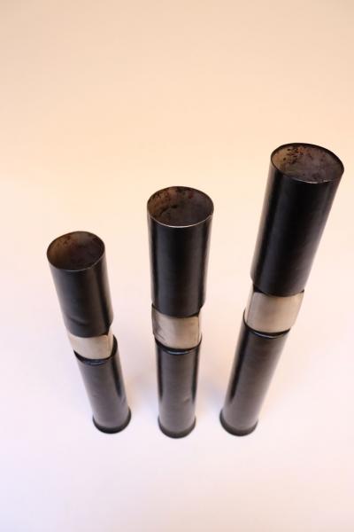 Set of Three Brutalist Blackened Copper Candle Holders by Thomas Roy Markusen