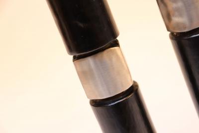 Set of Three Brutalist Blackened Copper Candle Holders by Thomas Roy Markusen