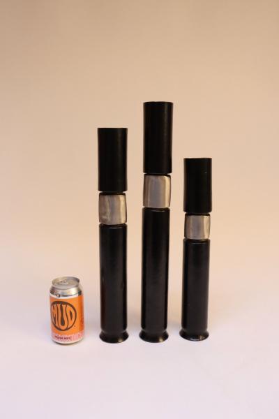 Set of Three Brutalist Blackened Copper Candle Holders by Thomas Roy Markusen