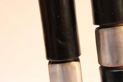 Set of Three Brutalist Blackened Copper Candle Holders by Thomas Roy Markusen