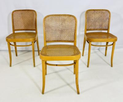 Set of Three Cane Bentwood Side Chairs by Loewenstein Oggo USA 1960s