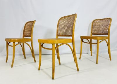 Set of Three Cane Bentwood Side Chairs by Loewenstein Oggo USA 1960s