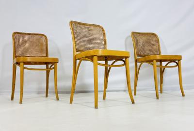 Set of Three Cane Bentwood Side Chairs by Loewenstein Oggo USA 1960s