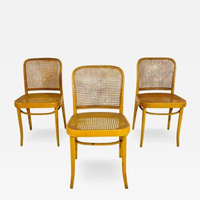 Set of Three Cane Bentwood Side Chairs by Loewenstein Oggo USA 1960s