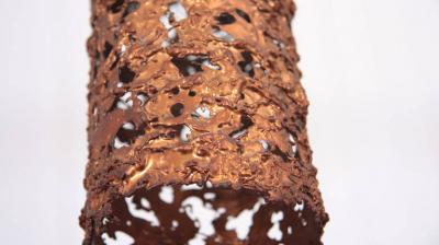 Set of Three Copper Brutalist Pendant Lamps