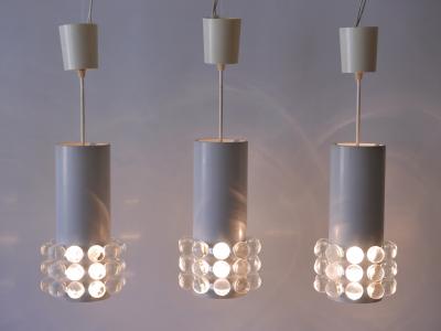 Set of Three Exceptional Mid Century Modern Pendant Lamps Germany 1960s