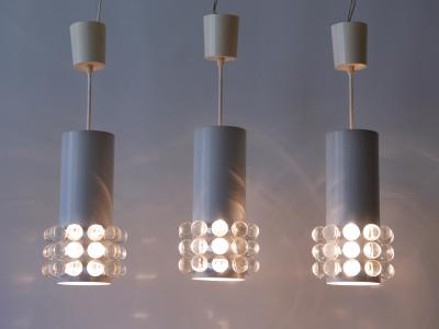 Set of Three Exceptional Mid Century Modern Pendant Lamps Germany 1960s