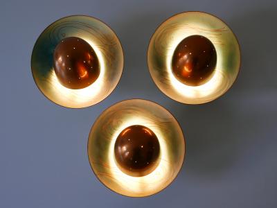 Set of Three Exceptional Mid Century Modern Scandinavian Copper Sconces 1960s