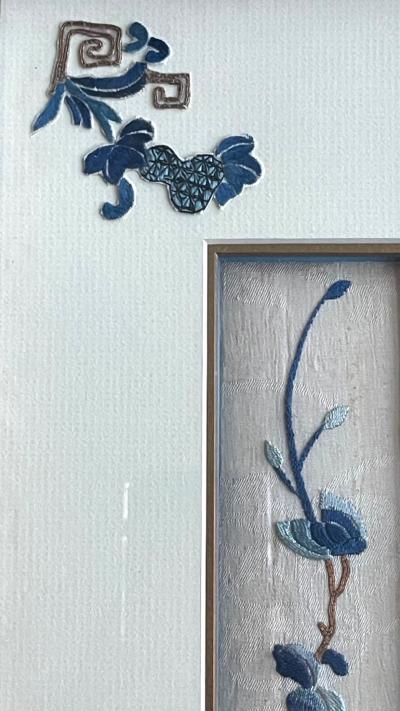 Set of Three Framed Antique Chinese Textiles Qing Dynasty Provenance