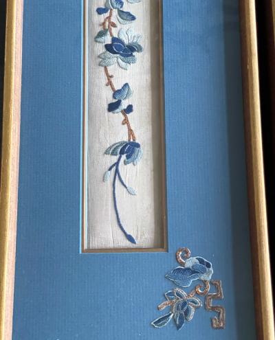Set of Three Framed Antique Chinese Textiles Qing Dynasty Provenance