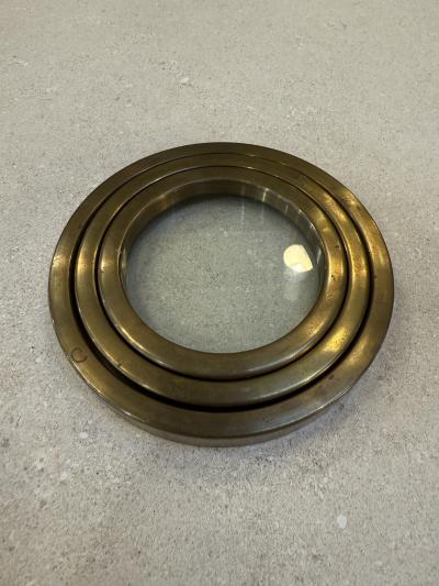 Set of Three Graduated Brass and Glass Trays Italy 1970s