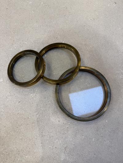 Set of Three Graduated Brass and Glass Trays Italy 1970s