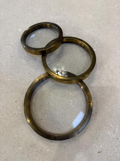 Set of Three Graduated Brass and Glass Trays Italy 1970s