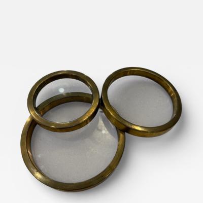 Set of Three Graduated Brass and Glass Trays Italy 1970s