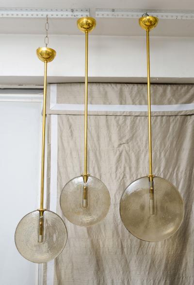 Set of Three Hand crafted Murano Amber Hanging Fixtures