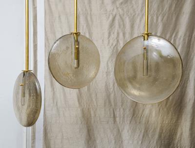 Set of Three Hand crafted Murano Amber Hanging Fixtures