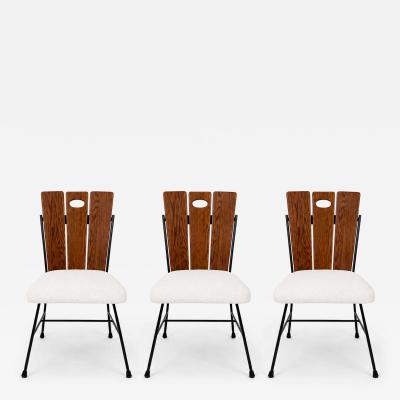 Set of Three Iron and Oak Side Chairs by Richard McCarthy