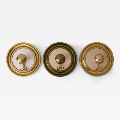 Set of Three Large Mid Century Modern Brass Coat Hooks or Wall Wardrobes 1960s