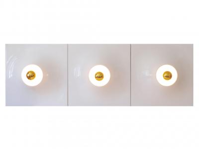 Set of Three Large Mid Century Modern Fiberglass Sconces or Wall Lamps 1970s