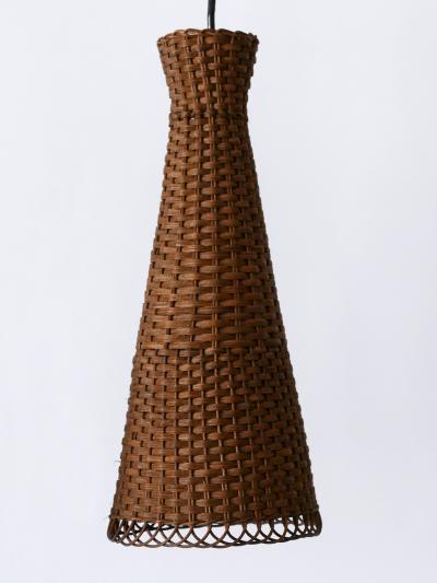 Set of Three Lovely Mid Century Modern Rattan Diabolo Pendant Lamps 1960s