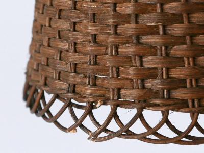Set of Three Lovely Mid Century Modern Rattan Diabolo Pendant Lamps 1960s