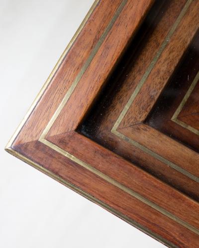 Set of Three Mahogany Nesting Tables with Glass Tops France Mid 20th Century