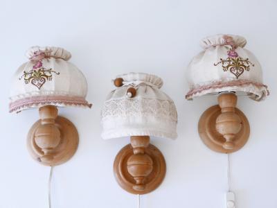 Set of Three Mid Century Modern Pine Rustic Sconces or Wall Lamps Sweden 1970s