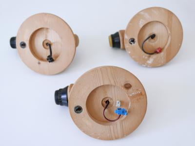 Set of Three Mid Century Modern Pine Rustic Sconces or Wall Lamps Sweden 1970s