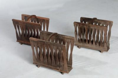 Set of Three Mid Century Modern Wooden Magazine Racks Brazil 1950s