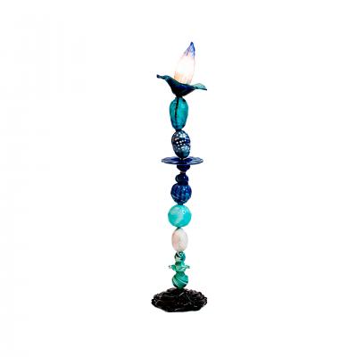 Set of Three Modernist Style Multicolored Glass Sculptural Floor Lamps