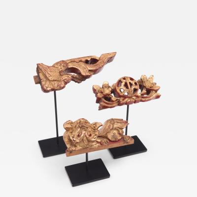Set of Three Mythical Gilt Fragments