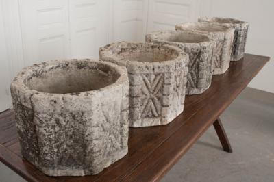 Set of Three Octagonal Reconstituted Stone Planters