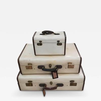 Set of Three Parchment Suitcases circa 1940