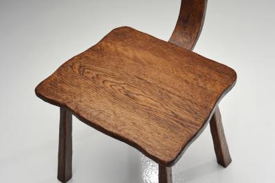 Set of Three Rare Handcrafted Wooden Chairs Europe ca 1950s