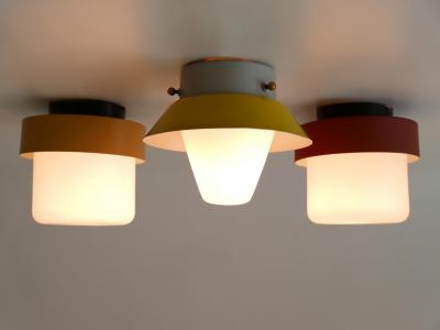 Set of Three Rare Lovely Ceiling Fixtures or Flush Mounts Germany 1960s
