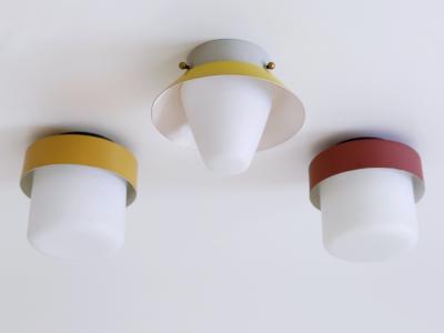 Set of Three Rare Lovely Ceiling Fixtures or Flush Mounts Germany 1960s